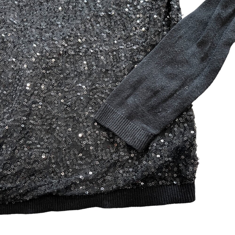 Elle Black Sequin Crewneck Sweater S - Picture 2 of 3
